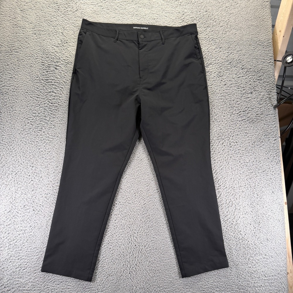 Banana Republic Pant Mens 40x29 Black Polyester Chino Straight Preppy Business